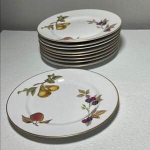 Vintage 60's Royal Worcester Evesham Gold Rim Salad/Lunch Plates Set 9